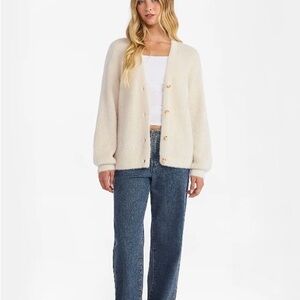 No Boundaries Women's Soft Cream Cardigan